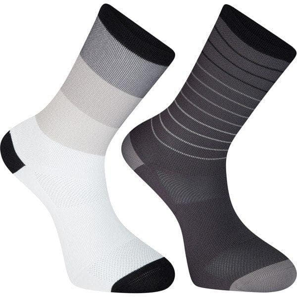 Madison Sportive Long Sock Twin Pack - Stripes Phantom / White - Small (36-39)