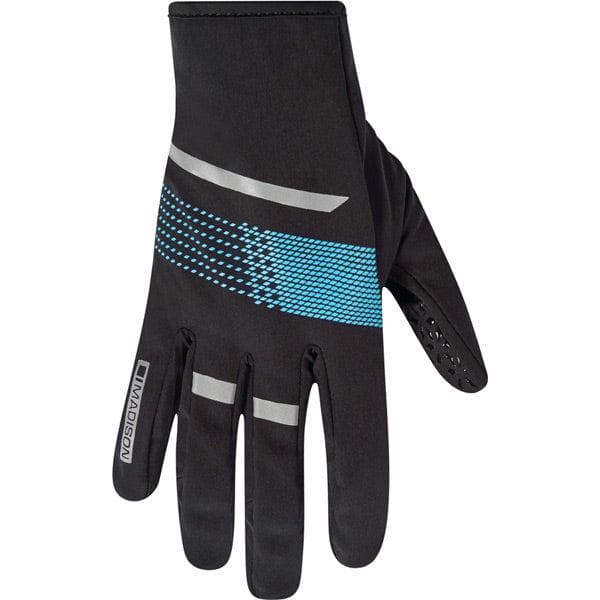 Madison Element softshell gloves - black / blue curaco - large