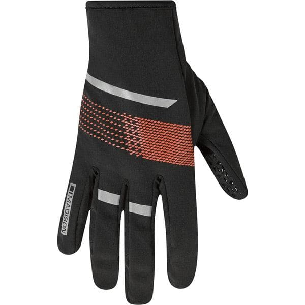 Madison Element youth softshell gloves - black / chilli red - small