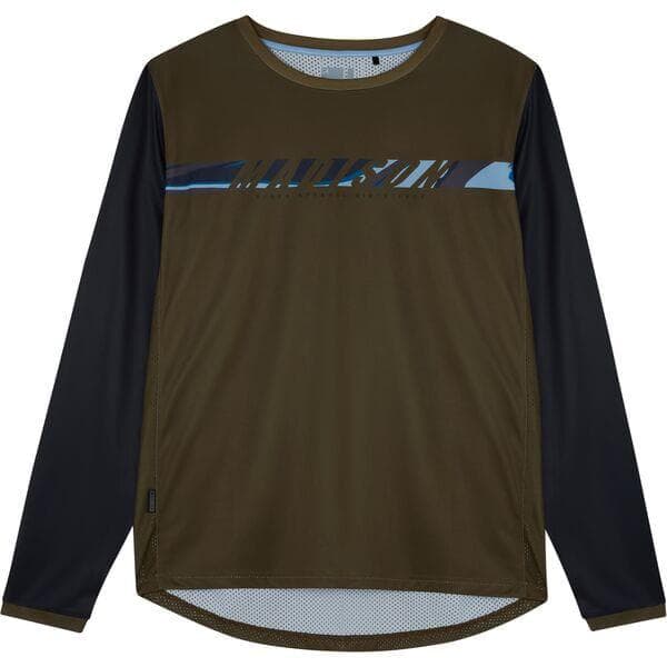 Madison Flux men's long sleeve jersey - dark olive / black - large