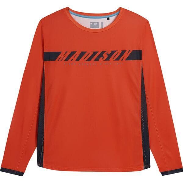 Madison Flux youth long sleeve jersey - chilli red - age 11 - 12