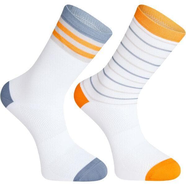 Madison Sportive Long Sock Twin Pack - White Stripe - Large (43-45)