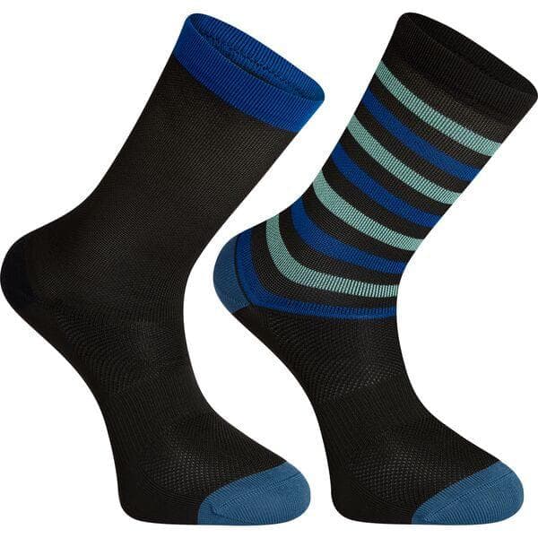 Madison Sportive Long Sock Twin Pack - Black Stripe - Large (43-45)