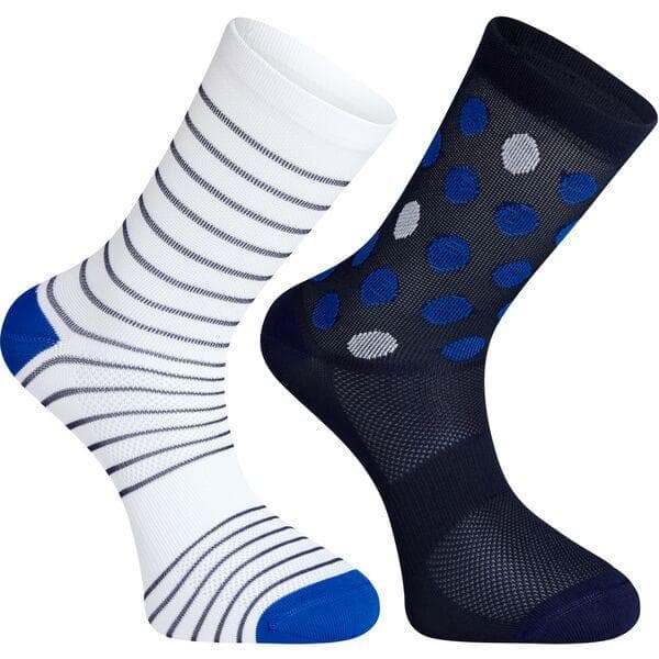 Madison Sportive mid sock twin pack - Blue Spot and White Stripe - X-Large (46-48)