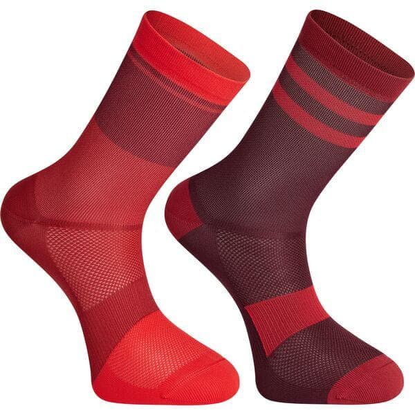 Madison Sportive Mid Sock Twin Pack - Chilli Red and Burgundy - Medium (40-42)