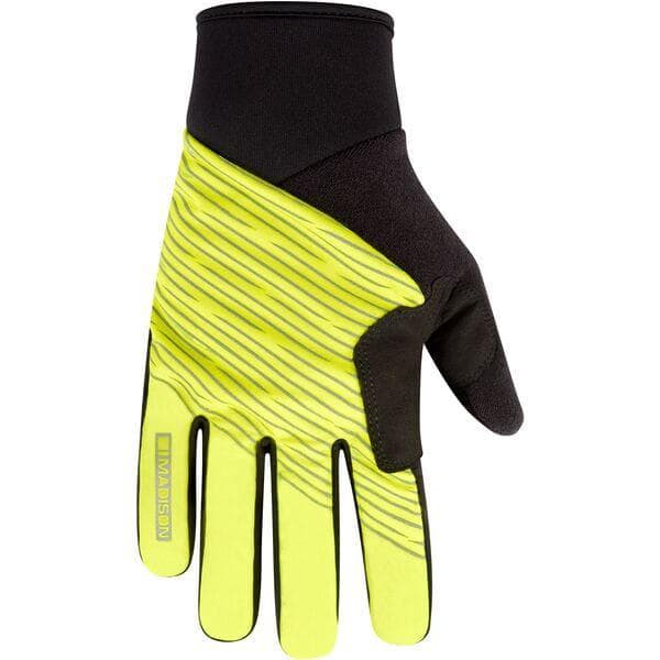 Madison Stellar Reflective Windproof Thermal gloves; black / hi-viz yellow - age 5 - 6