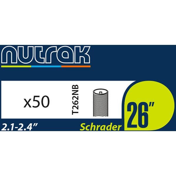 Nutrak 26 x 2.1 - 2.4 inch Schrader inner tube (box of 50)