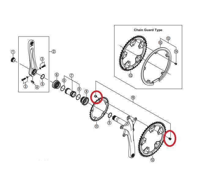 Shimano Spares FC-3550 gear fixing bolt; M8 x 8.5 mm; set of 5