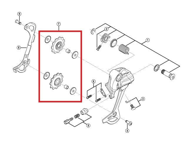 Shimano Spares Altus RD-M370 tension and guide pulley set