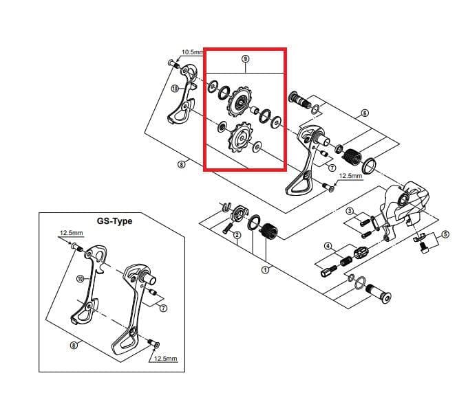 Shimano Spares Ultegra Deore XT and Saint tension and guide pulley set